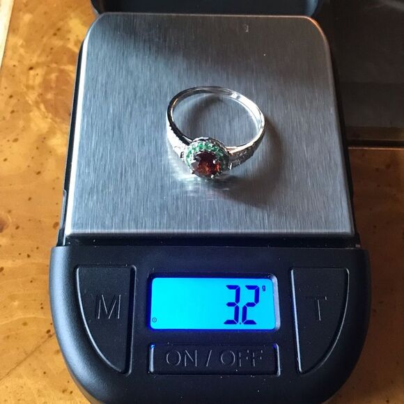 Natural Tsavorite Zircon Sterling Silver Halo Ring Size 10 - Picture 3 of 9